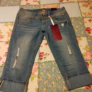 Almost Famous size 13 blue denim crop